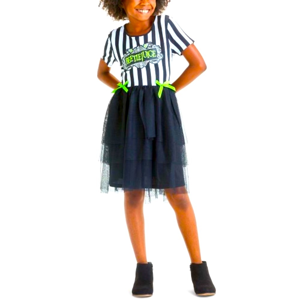 BEETLEJUICE Girls Tutu Dress Halloween Party Medium Tulle skirt Striped